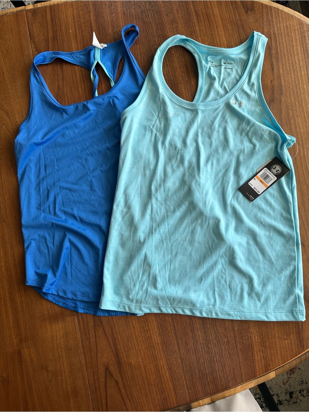 Under Armour Light Blue and Dark Blue Racerback Tank Tops (one NWT)